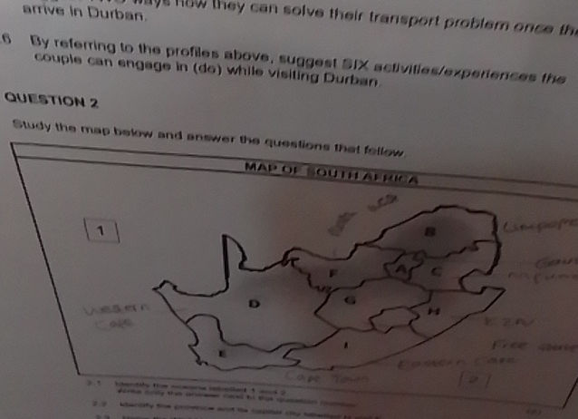 QUESTION 2 Study the map below and answer | StudyX