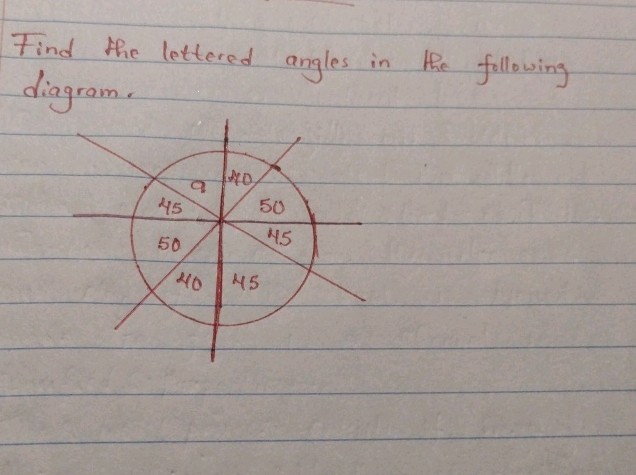 Find the lettered angles in the following