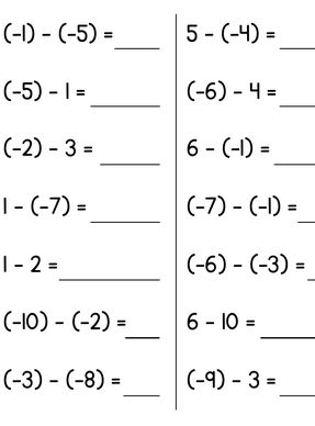 (-1) - (-5) = 5- (-4) = (-5) - 1 = (-6) - 4