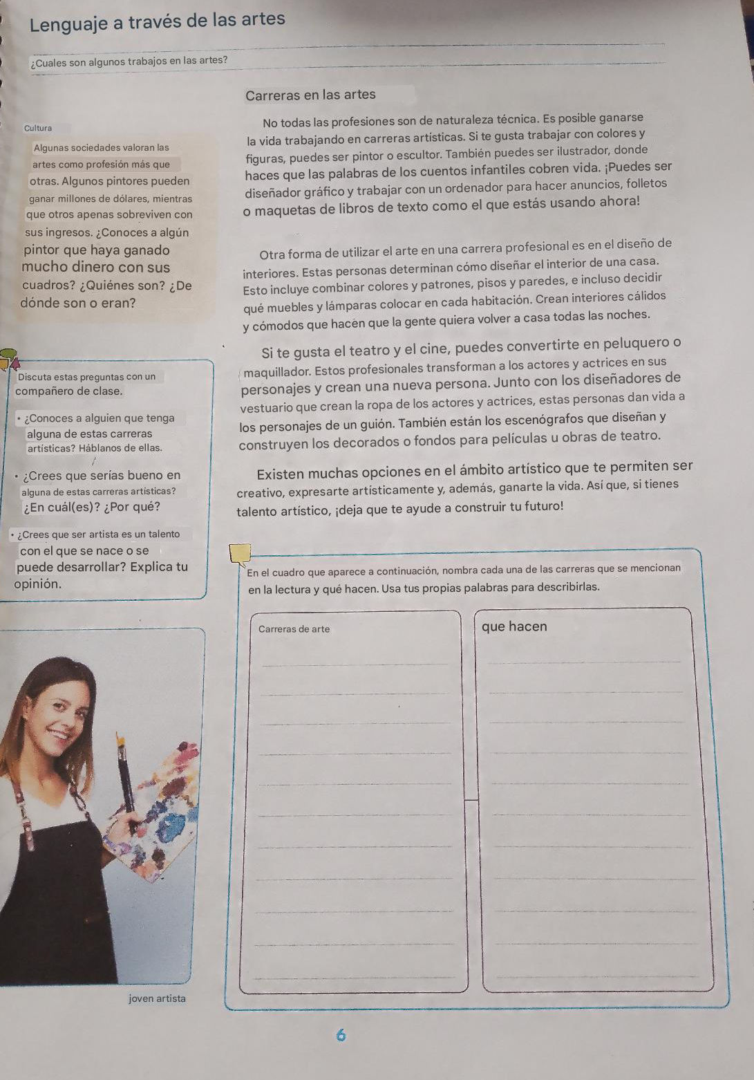 Lenguaje a travs de las artes Cuales son | StudyX