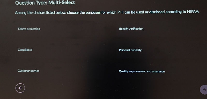 Question Type Multi-Select Among the choices
