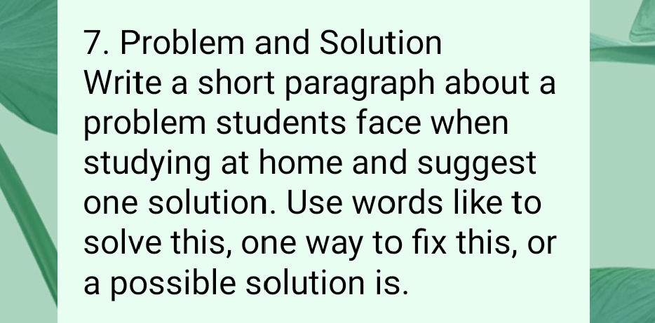 Students Problem Paragraph 7 Problem and Solution Write a short | StudyX