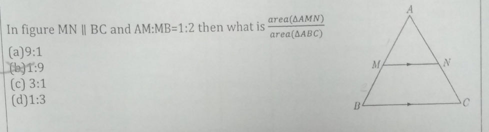 Triangle Mn Math In figure MN BC and AMMB=12 then what is