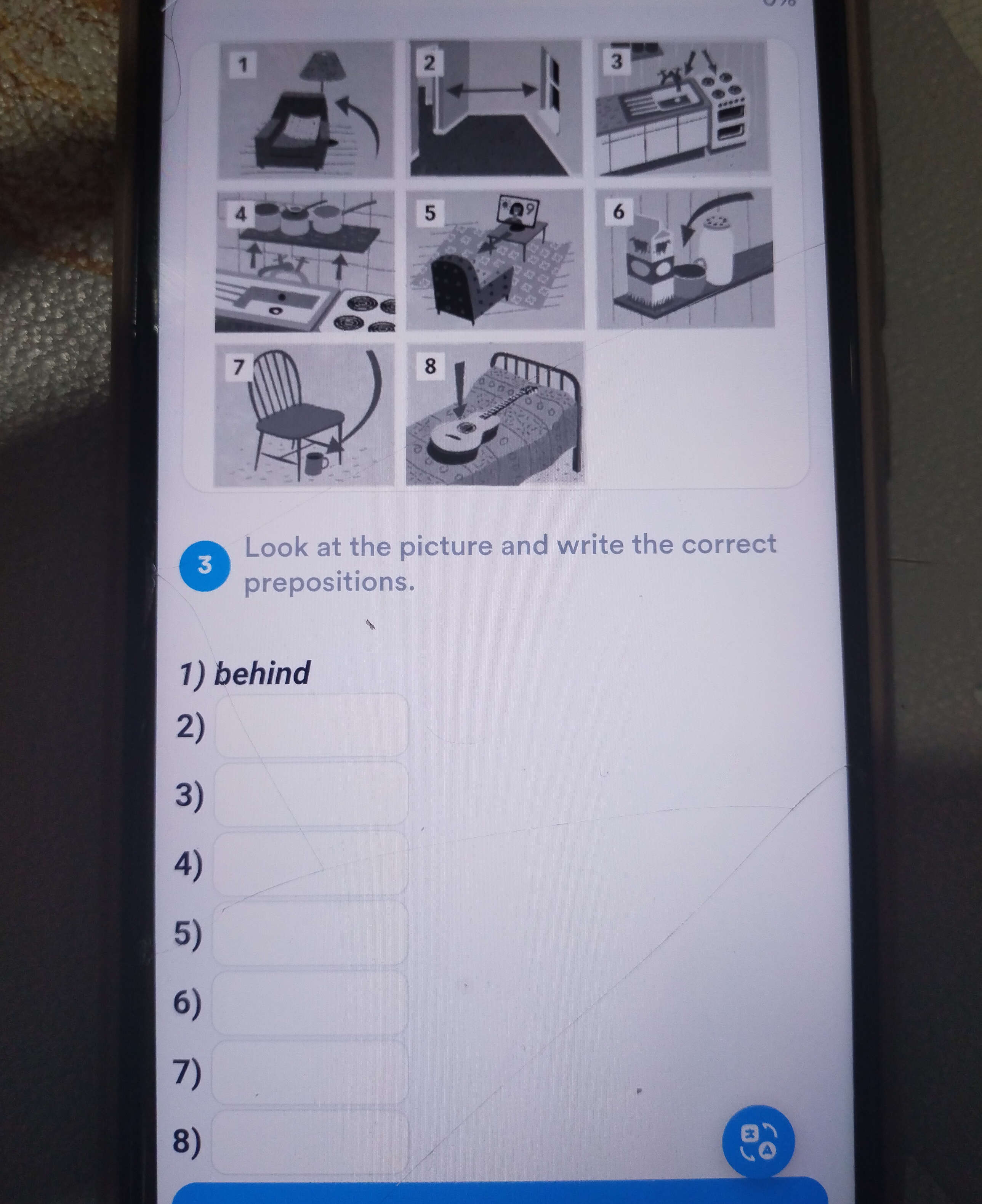 Look at the picture and write the correct