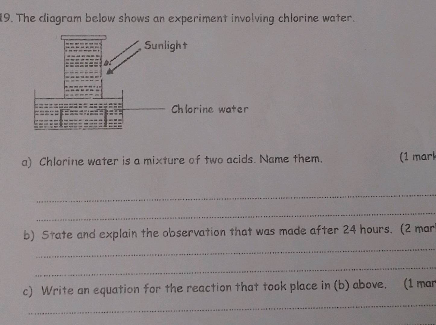 19 The diagram below shows an experiment