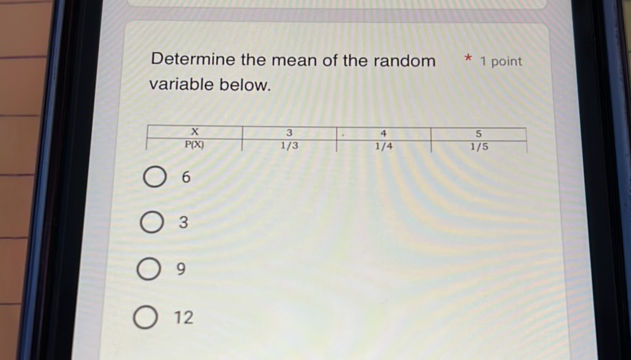 Determine the mean of the random variable