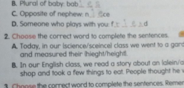 To Complete Something 2 Choose the correct word to complete the