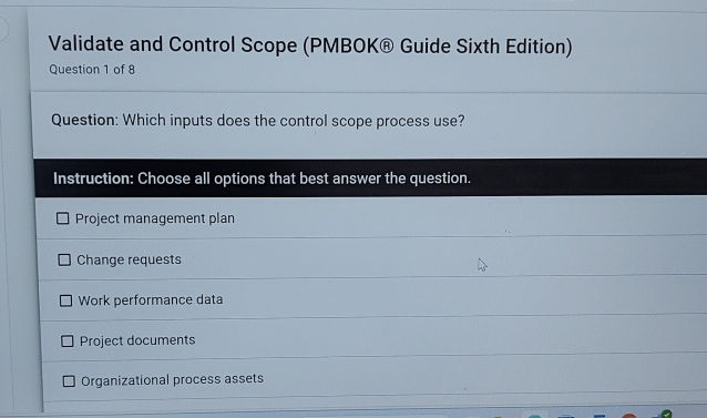 Validate and Control Scope (PMBOK Guide