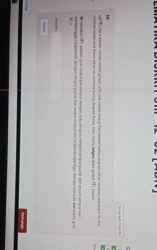 Let W7 be a seven-vertex wheel graph with | StudyX