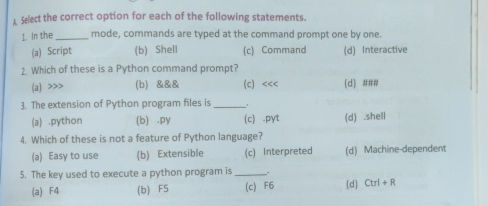 A Select the correct option for each of the | StudyX