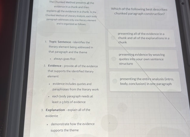 The Chunked Method presents all the evidence | StudyX