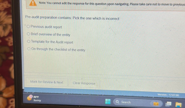 Pre-audit preparation contains Pick the one | StudyX