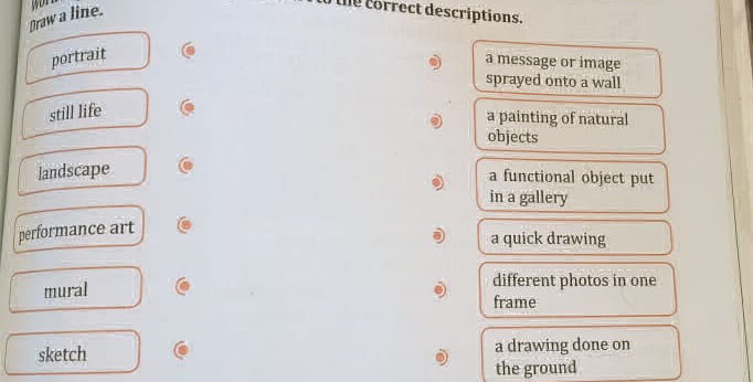 Draw a line to the correct descriptions | StudyX