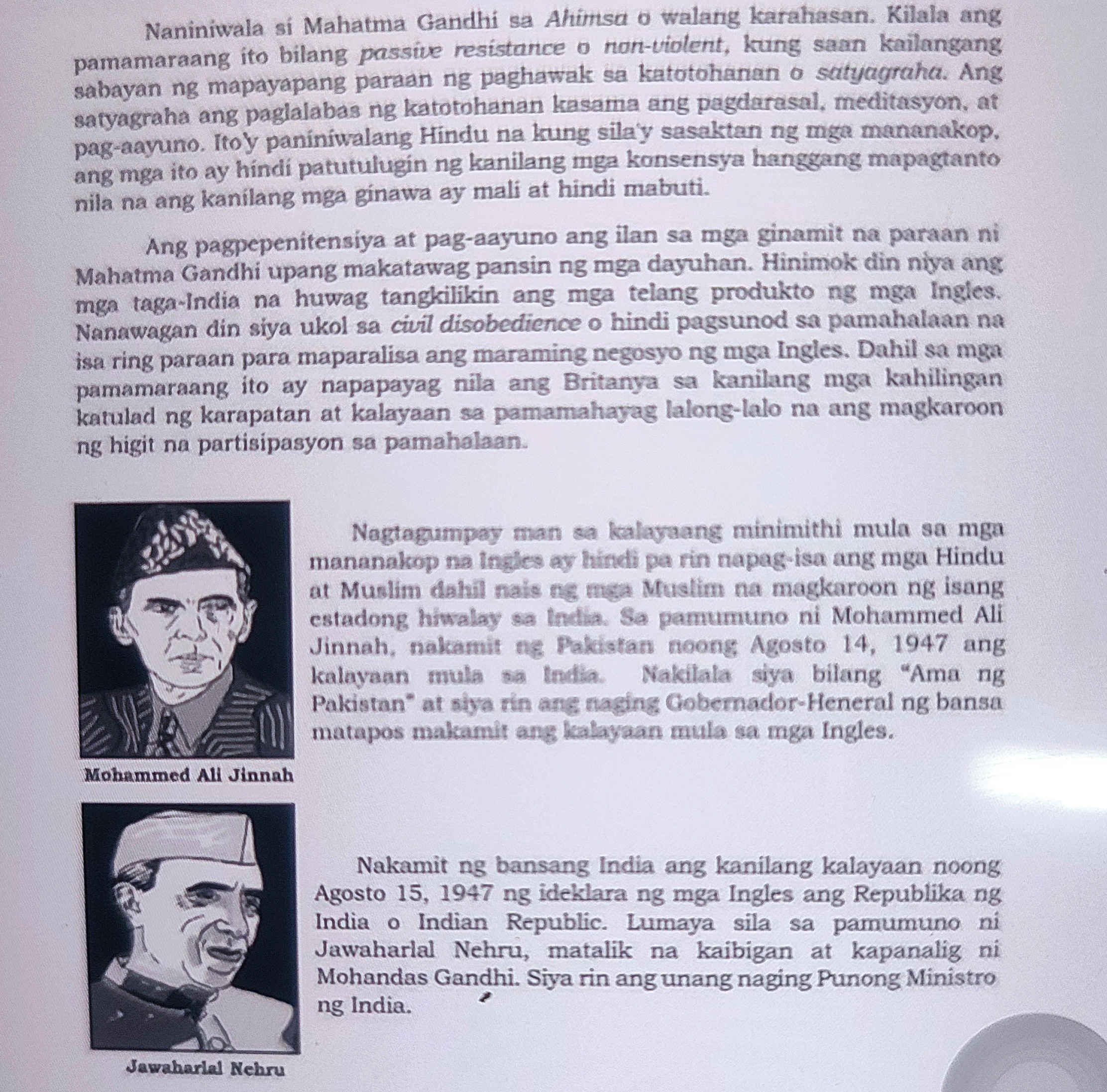 Naniniwala si Mahatma Gandhi sa Ahimsa o | StudyX