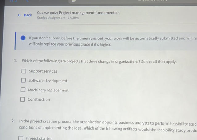 1 Which of the following are projects that