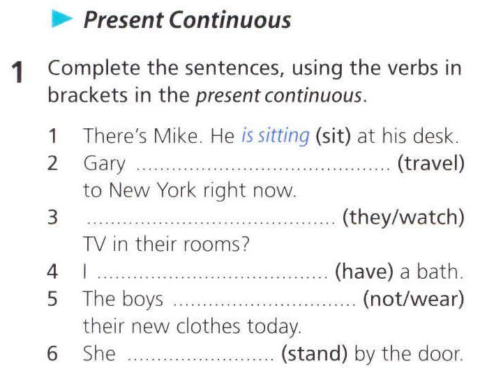 Present Continuous 1 Complete the sentences | StudyX
