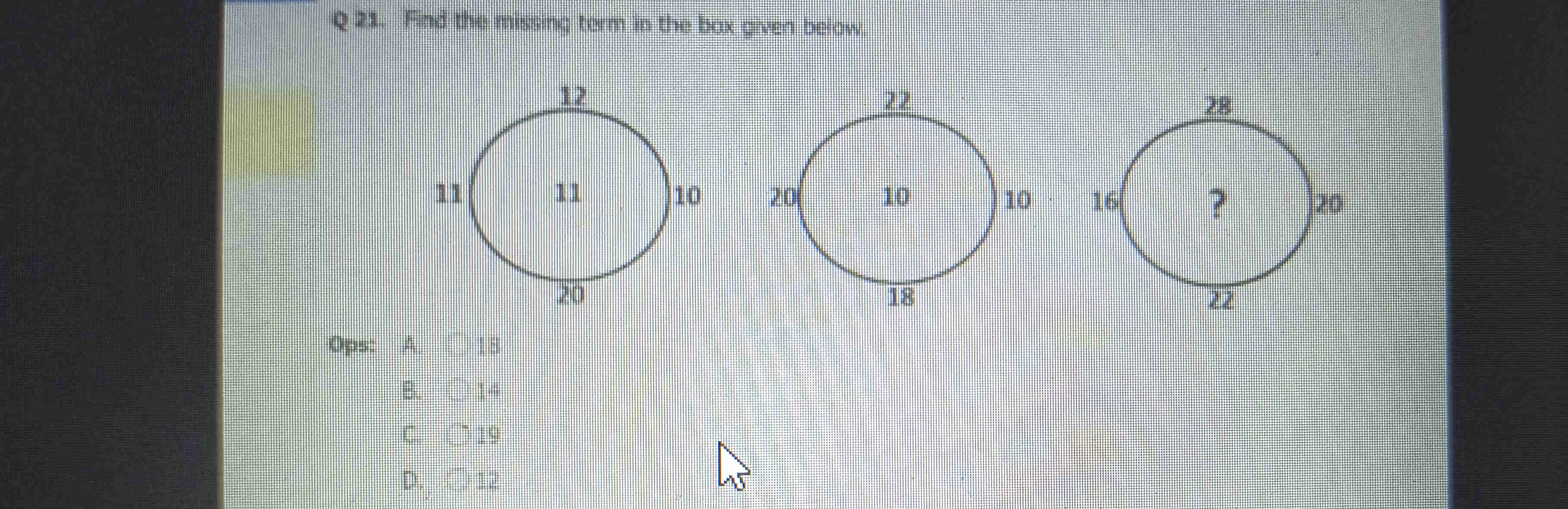 Q21 Find the missing term in the box given