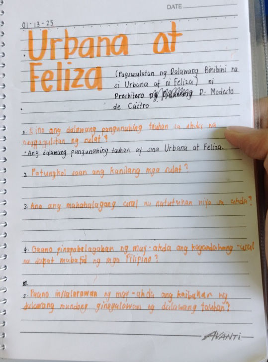 Urbana at Feliza (Pagsusulatan ng Dalawang | StudyX