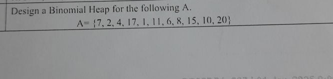 Design a Binomial Heap for the following A | StudyX