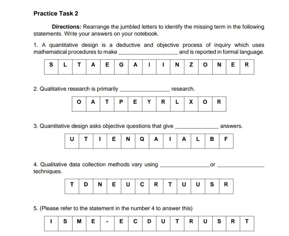 Practice Task 2 Directions Rearrange the | StudyX