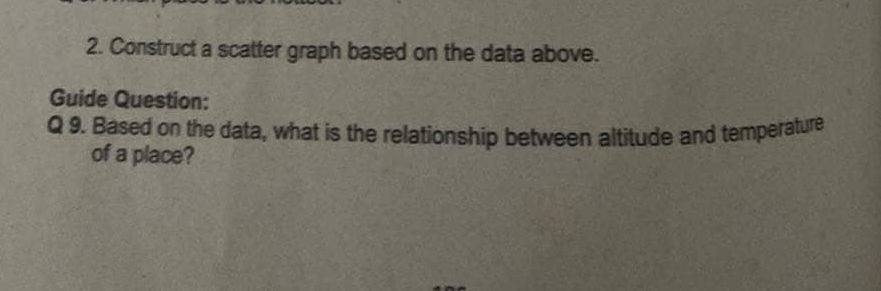 2 Construct a scatter graph based on the | StudyX