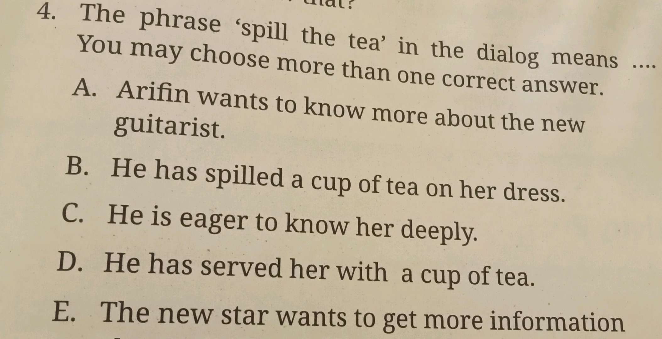 4 The phrase spill the tea in the dialog | StudyX