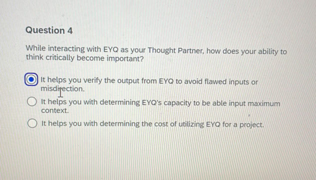 Question 4 While interacting with EYQ as