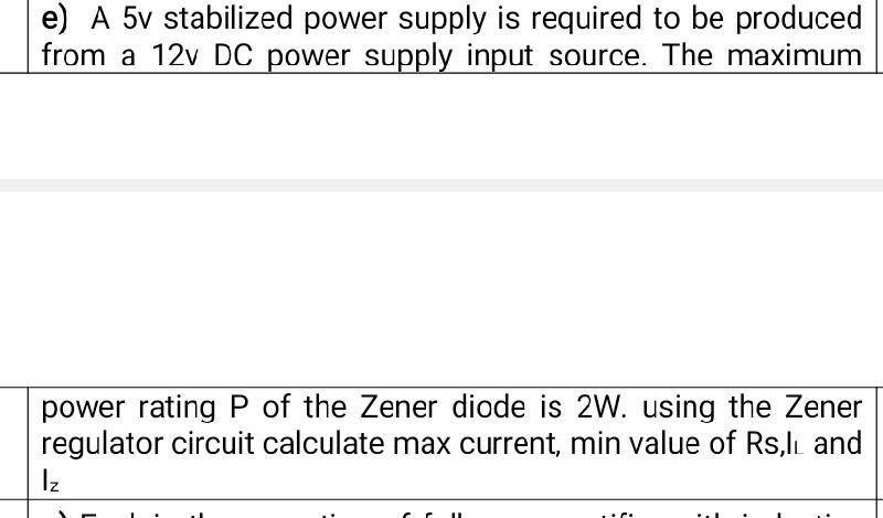 e) A 5v stabilized power supply is required | StudyX