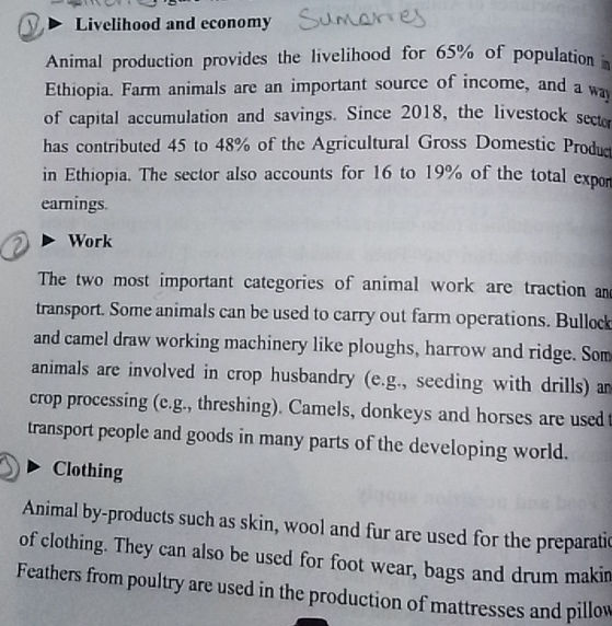 Livelihood and economy Animal production | StudyX