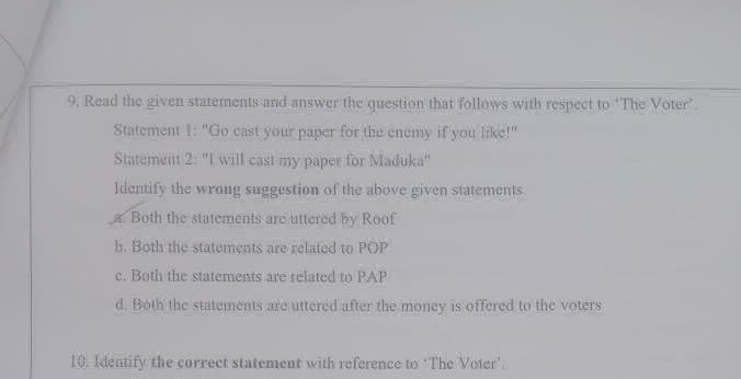 9 Read the given statements and answer the