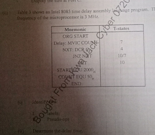 (c) Table 3 shows an Intel 8085 time delay | StudyX