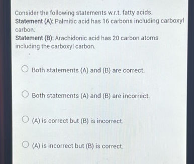 Consider the following statements wrt fatty | StudyX