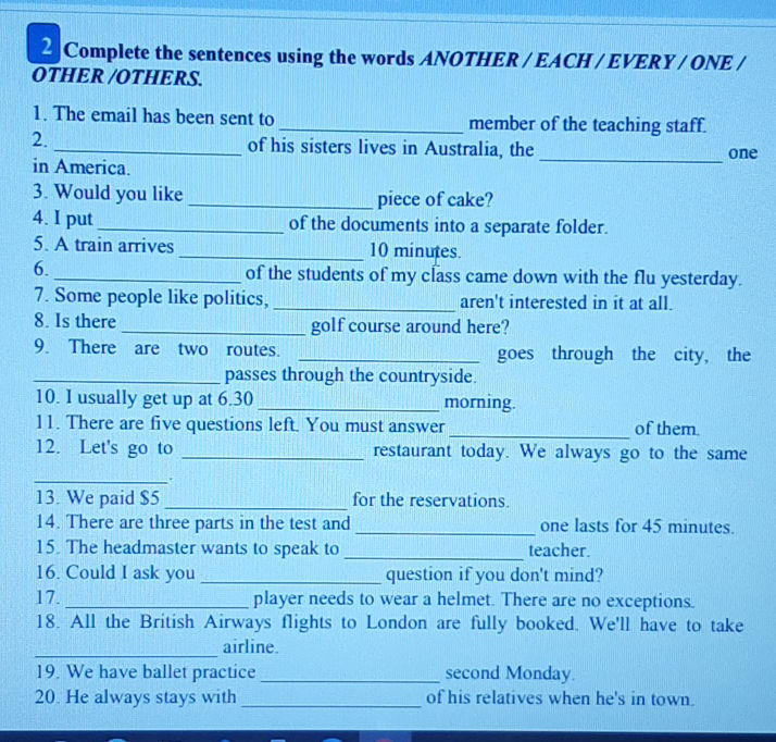 2 Complete the sentences using the words | StudyX