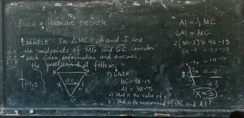 LESSON 6 MIDILINE THEOREM EXAMPLE In ( MCG) | StudyX