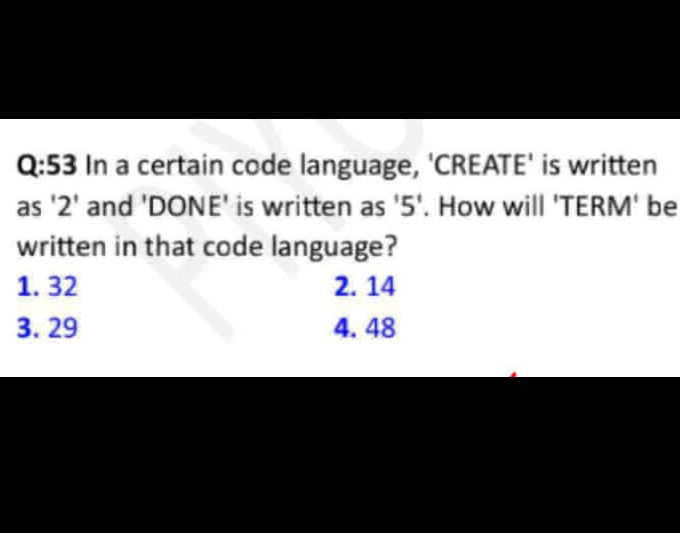 Q53 In a certain code language CREATE is | StudyX