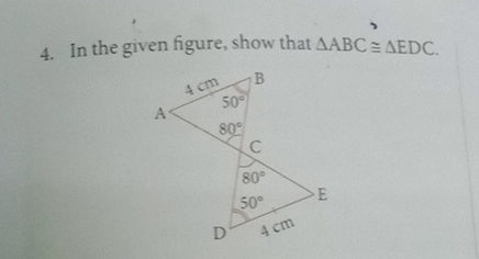 4 In the given figure show that ABC EDC | StudyX