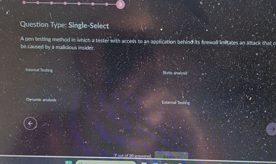 Question Type Single-Select A pen testing