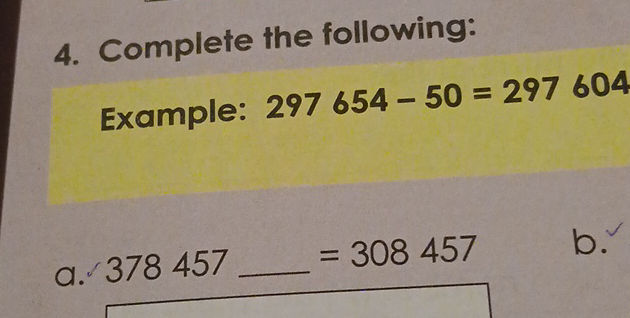 4 Complete the following Example 297 654 - | StudyX