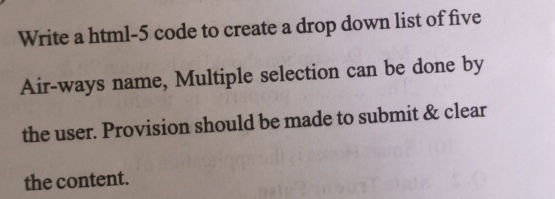 Write a html-5 code to create a drop down | StudyX