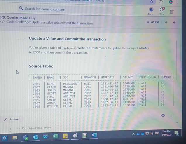 Update a Value and Commit the Transaction | StudyX