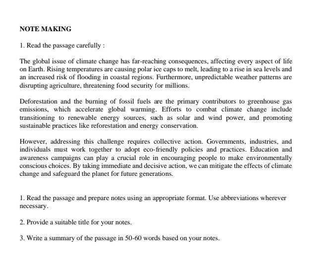 NOTE MAKING 1 Read the passage carefully | StudyX