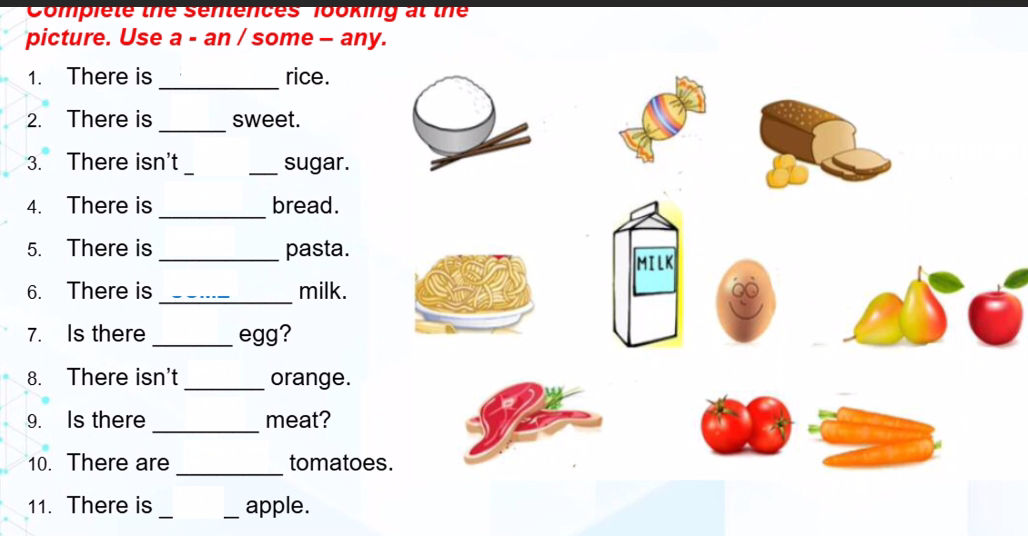 Sentence With Rice Complete the sentences looking at the | StudyX