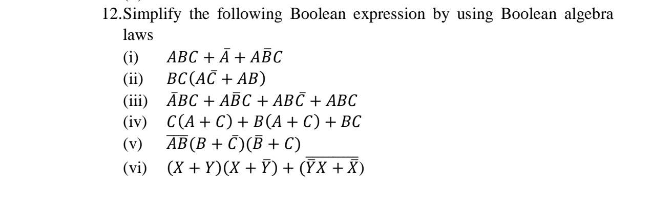 12Simplify the following Boolean expression | StudyX