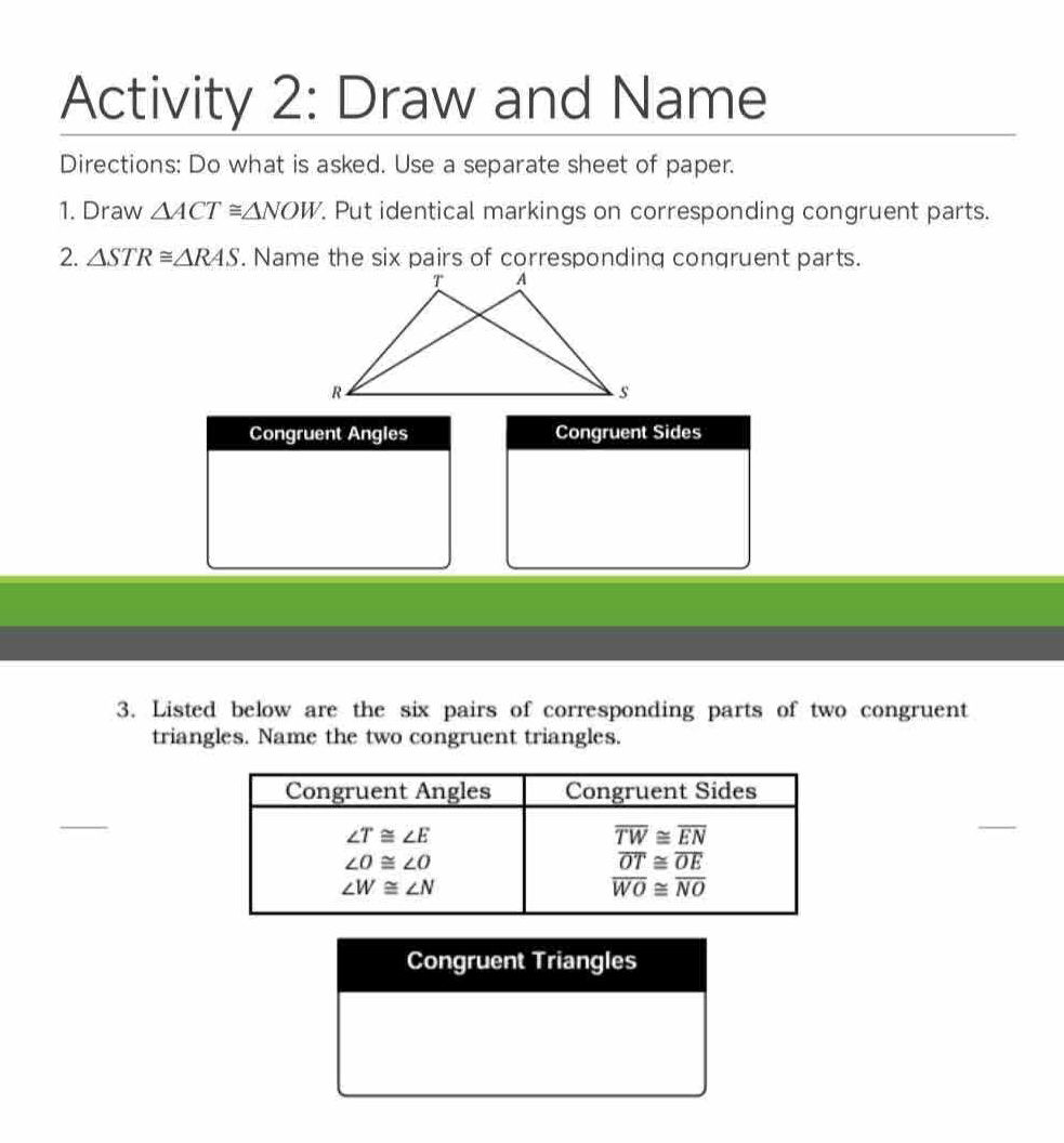 Activity 2 Draw and Name Directions Do what | StudyX