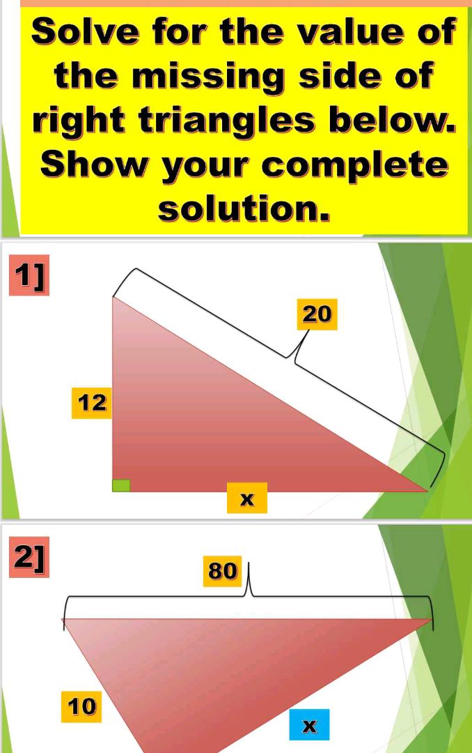 Solve for the value of the missing side of | StudyX