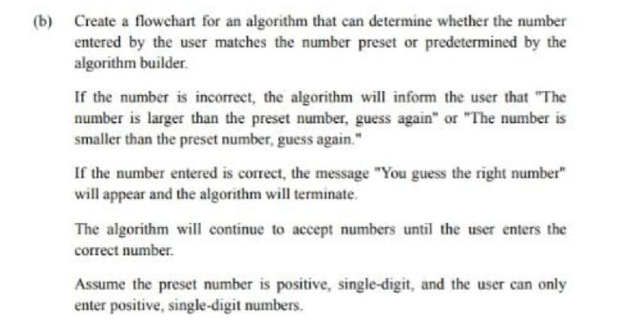 Algorithm Buildere Create a flowchart for an algorithm that can