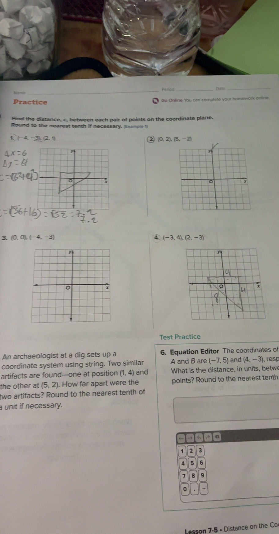 Find the distance, $c$, between each pair of