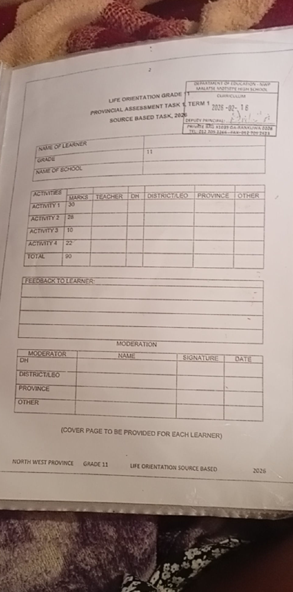 LIFE ORIENTATION GRADE 11 PROVINCIAL