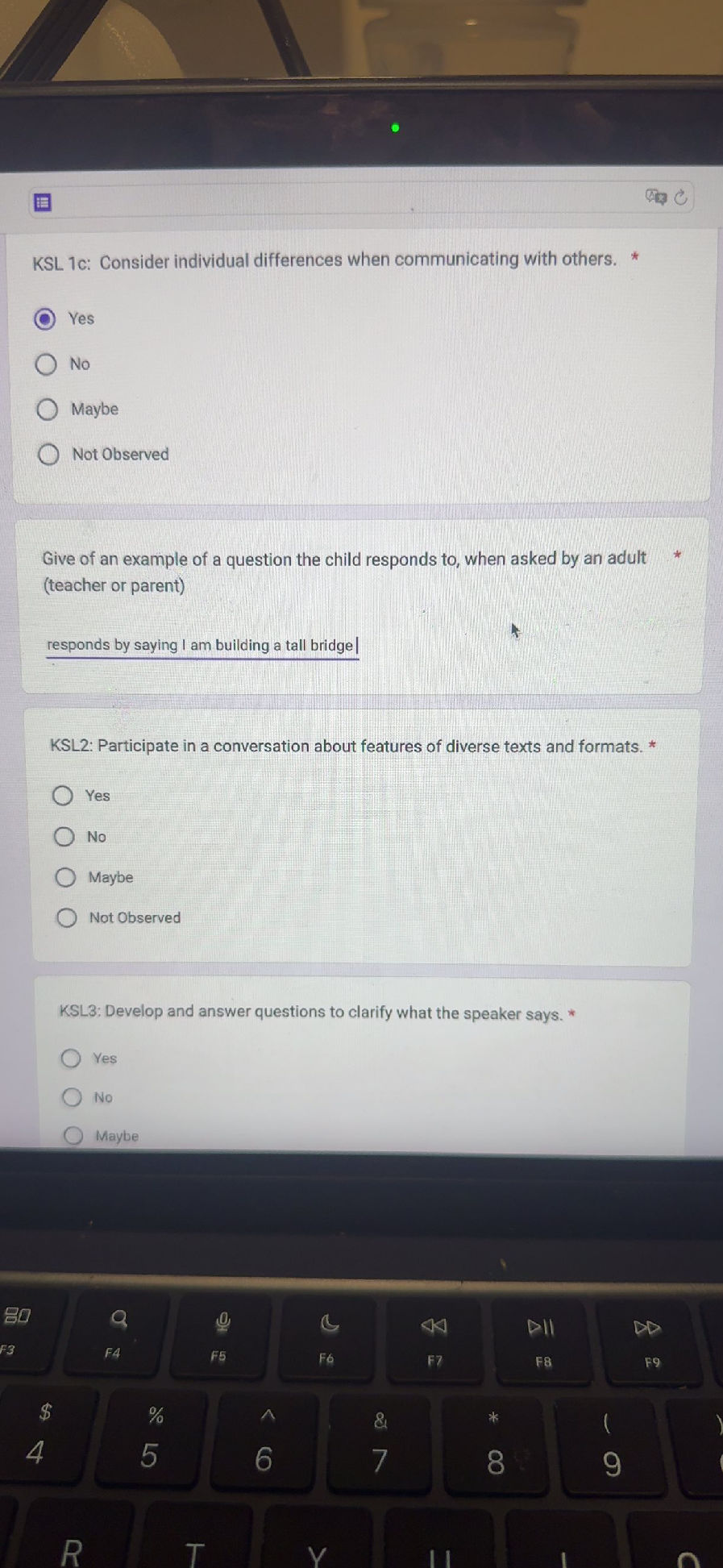 Give of an example of a question the child