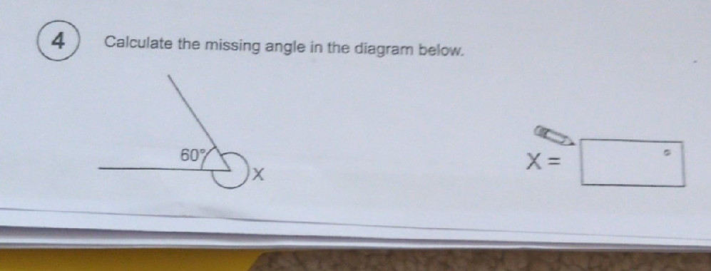 Calculate the missing angle in the diagram